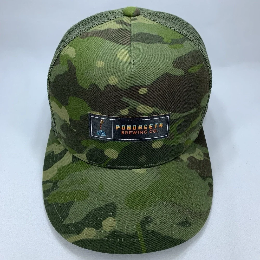 Pondaseta Brewing Co Hat Green Camo Mesh Adjustable Snapback Trucker Cap